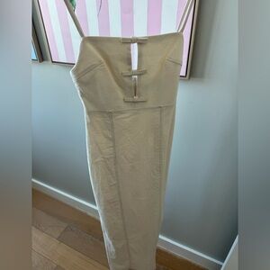 Zara Cream Strapless Midi Dress with Tab Details